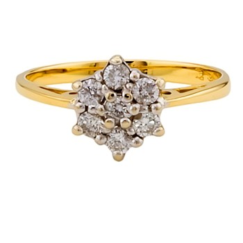 18ct gold Diamond 0.33cts Cluster Ring size L